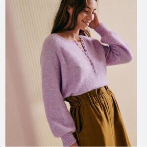 💜 SEZANE LEON JUMPER IN LILAC SWEATER BUTTONS SMALL
